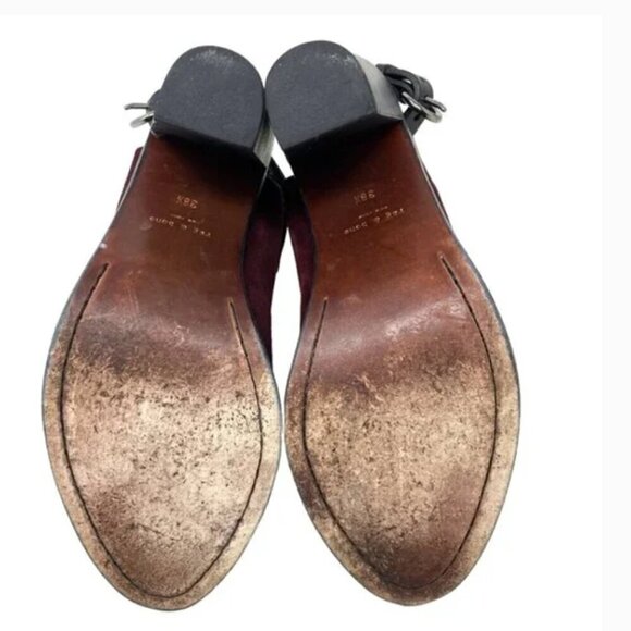 Rag & Bone Wyatt Bordeaux Suede Open Toe Slingback Ankle Bootie - Size 8 EU 38.5 - Picture 5 of 6